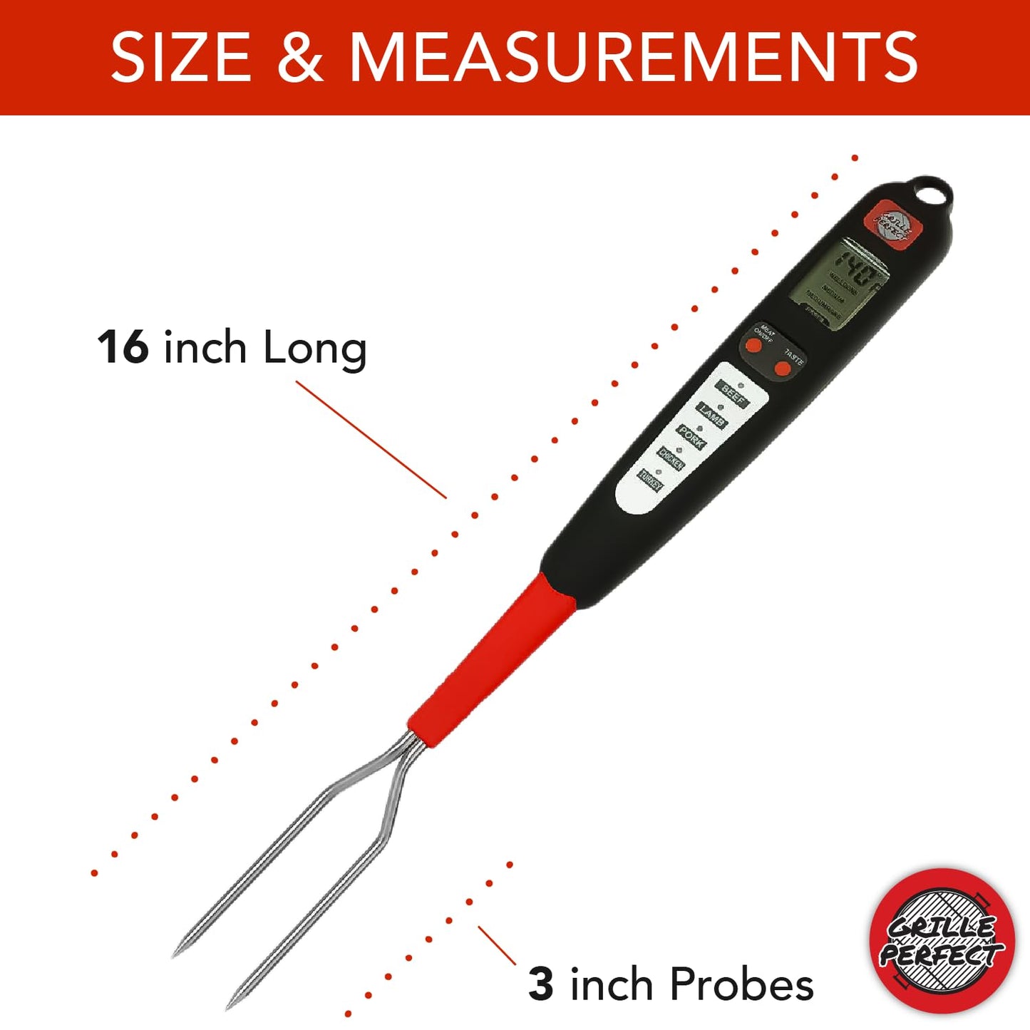 Digital Meat Thermometer Fork for Grilling | Black