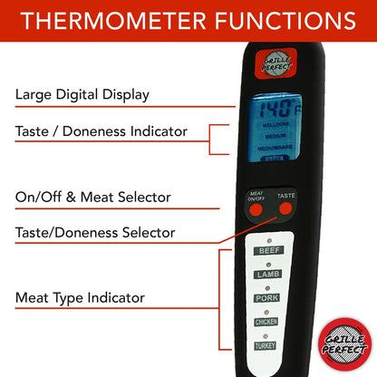 Digital Meat Thermometer Fork for Grilling | Black
