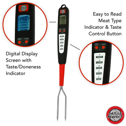 Digital Meat Thermometer Fork for Grilling | Black