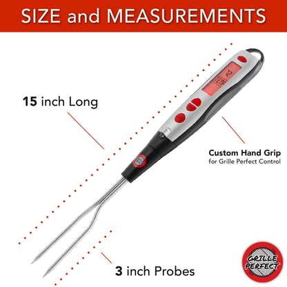 Digital Meat Thermometer Fork for Grilling | Silver