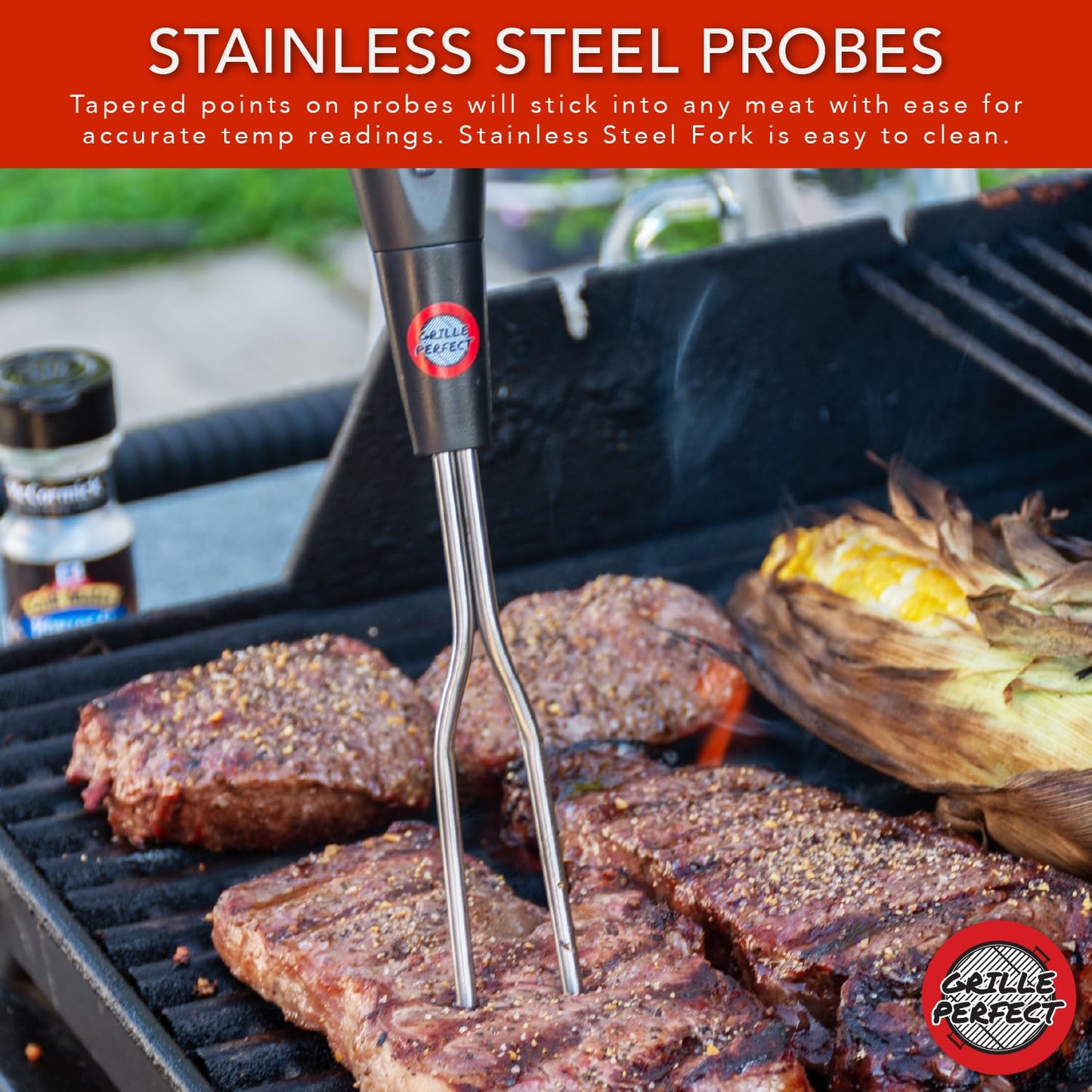 Digital Meat Thermometer Fork for Grilling | Silver