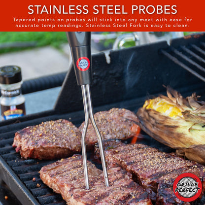 Digital Meat Thermometer Fork for Grilling | Silver